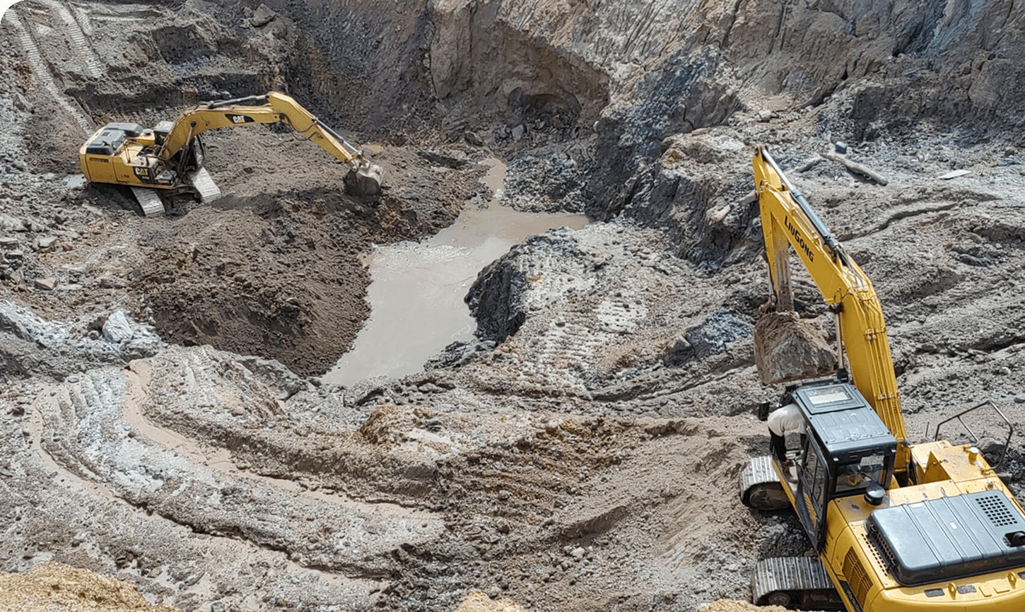Artisanal Mining Site Excavators Operations