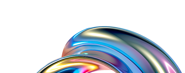 Iridescent abstract chrome swirl graphic